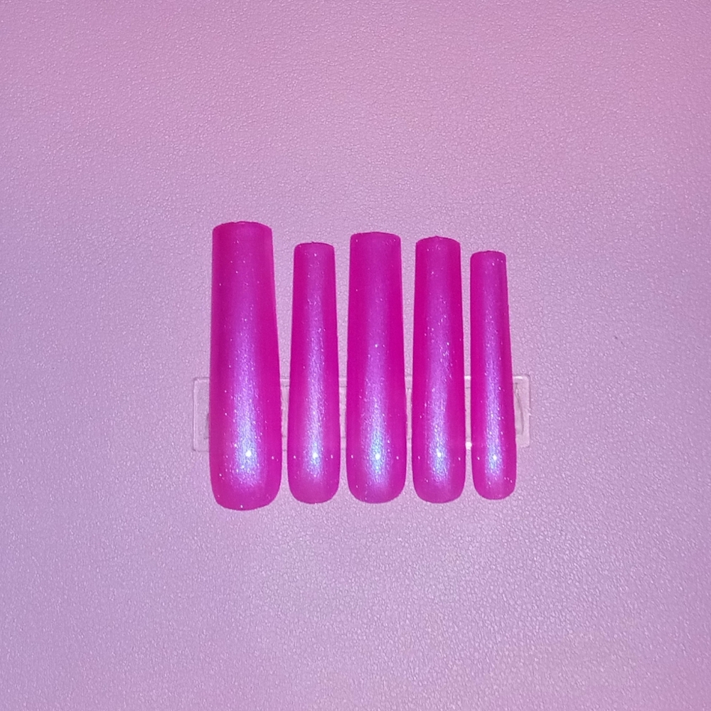 10pcs 3XL Square Purple Pink Chrome Press On Nails